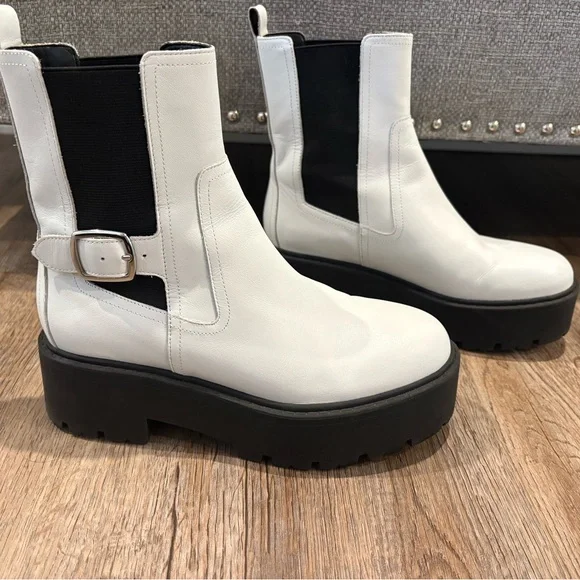 Mark Fisher dacilla White and Black Platform Ankle Boots - Picture 1 of 6